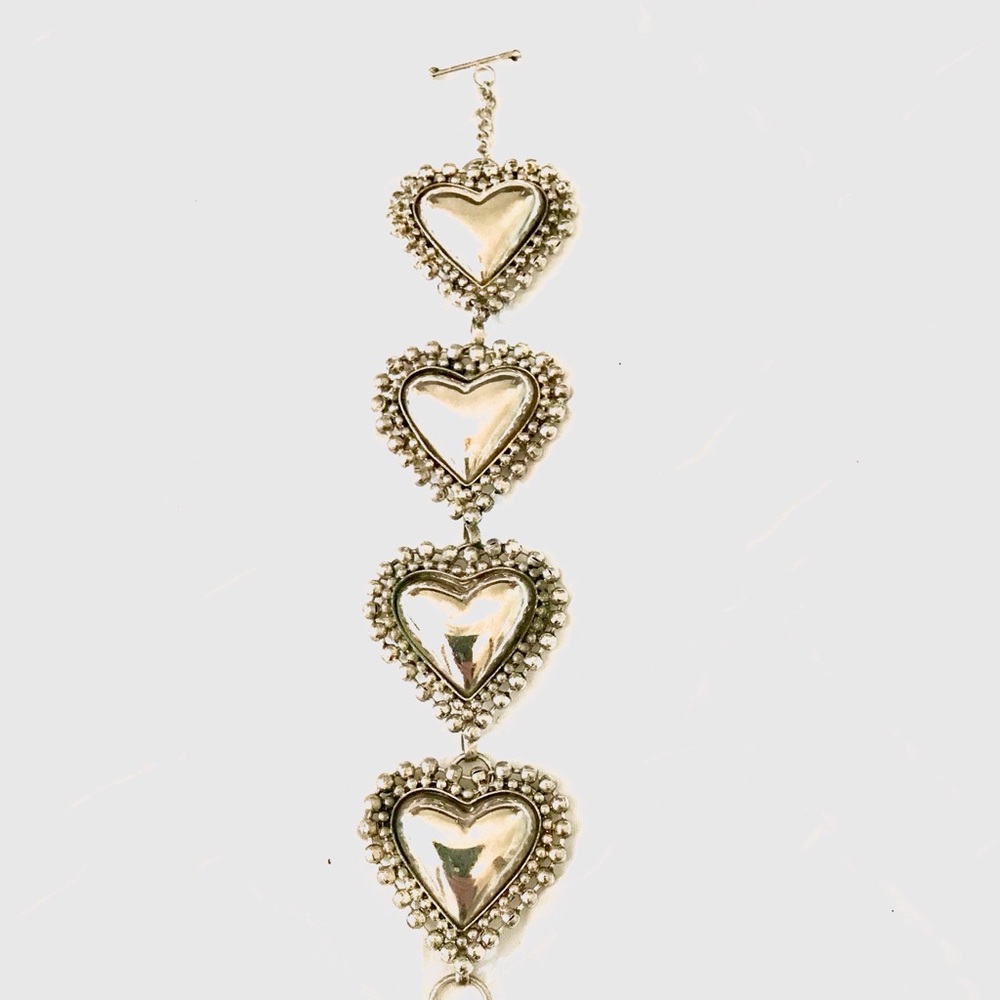 Silver Puffed Hearts Bracelet - Picture 4 of 6